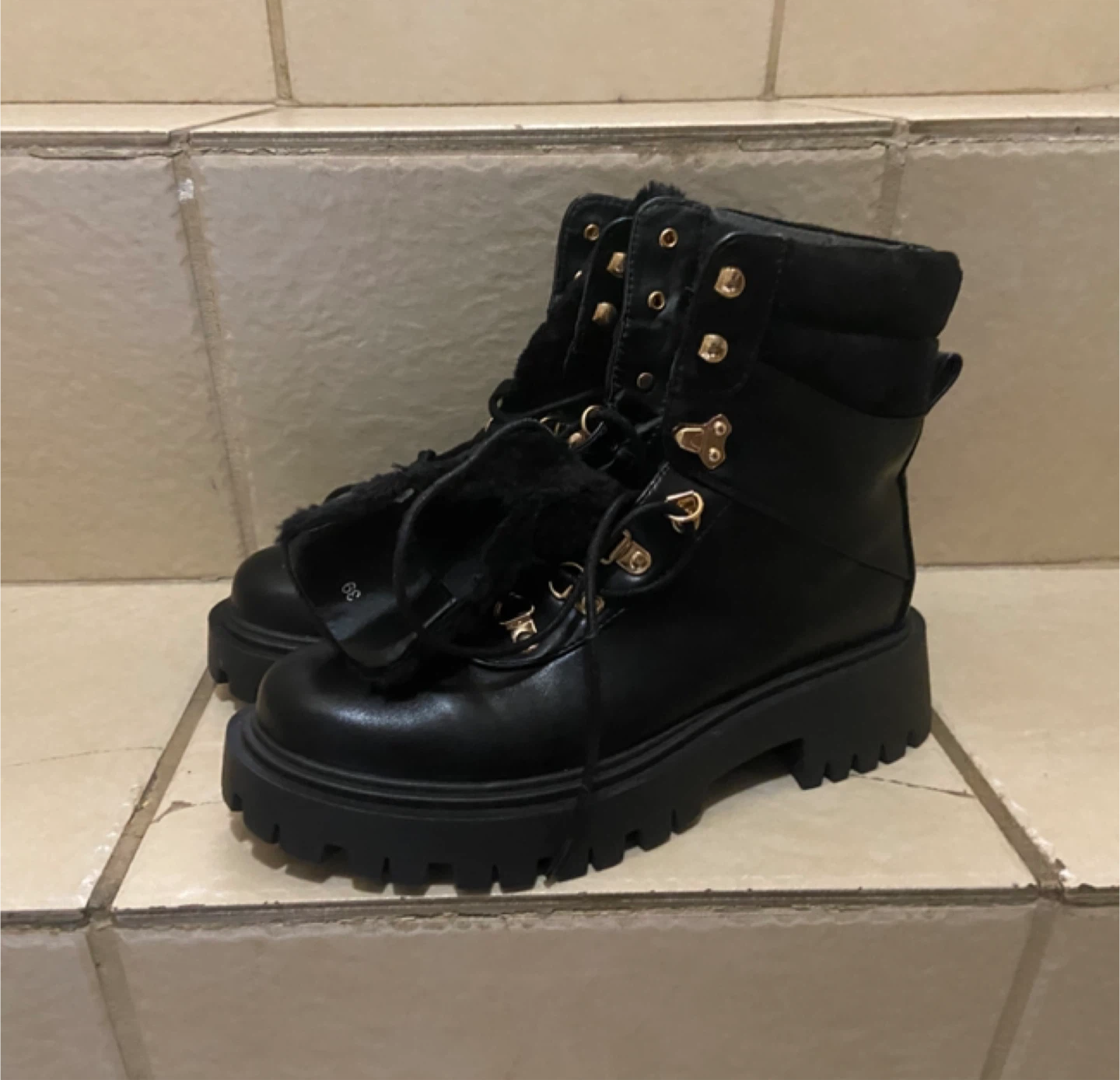 Black Combat Boots - Size 39