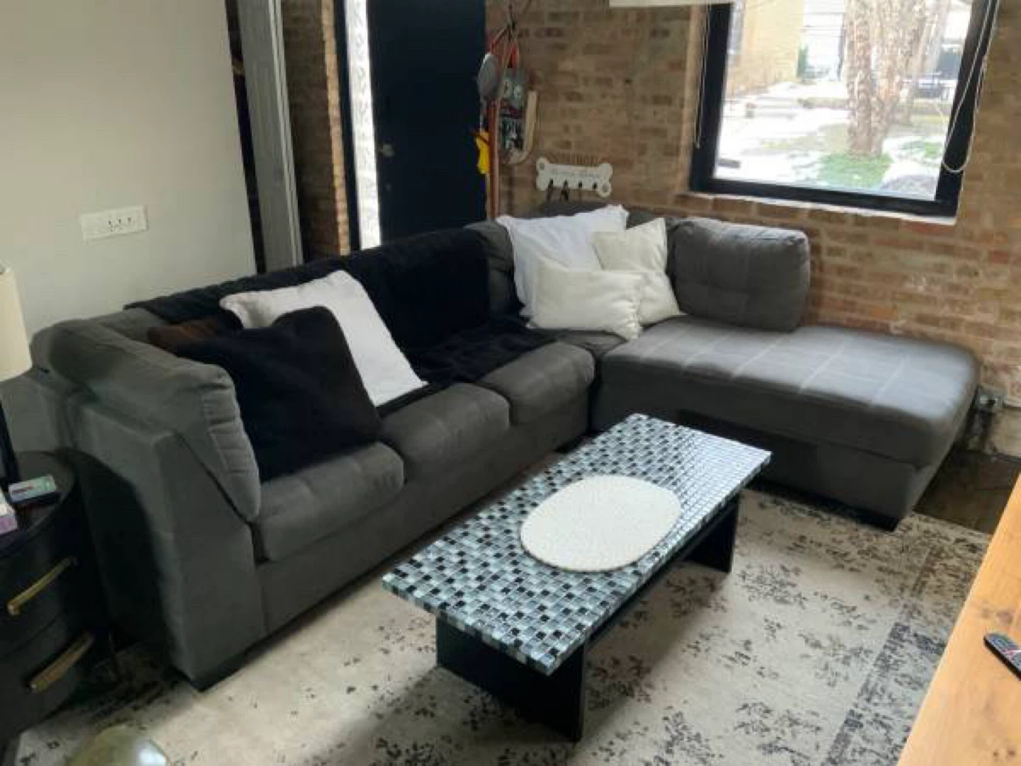 Dark Gray Sectional Sofa with Chaise