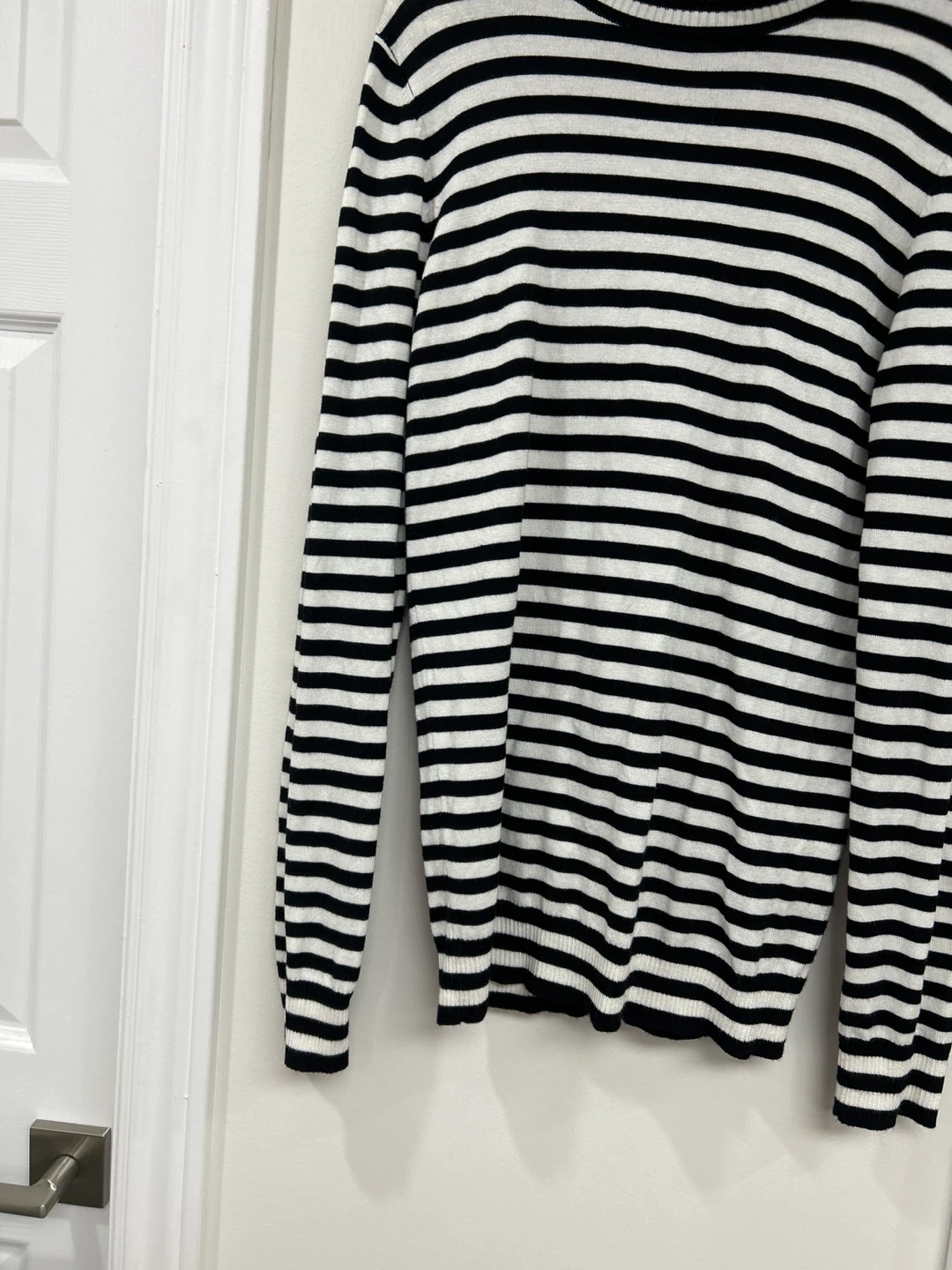 Black and White Striped Turtleneck Sweater - photo 3