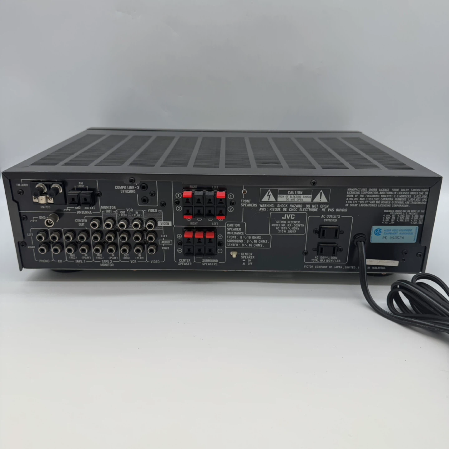 JVC RX-509VTN Digital Surround Stereo Receiver Dolby Pro Logic - photo 5
