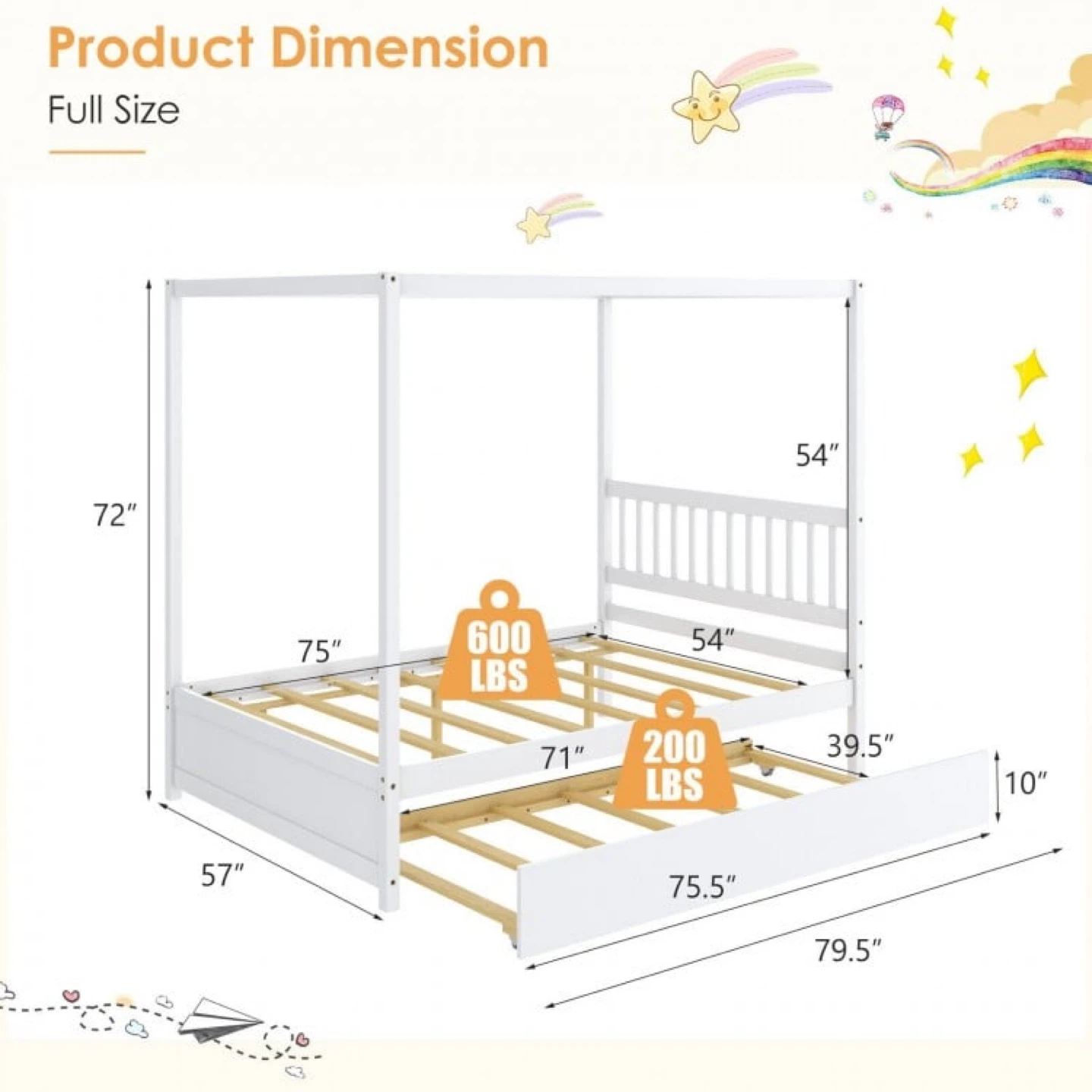 Full bed with Trundle and Headboard for kids - photo 3