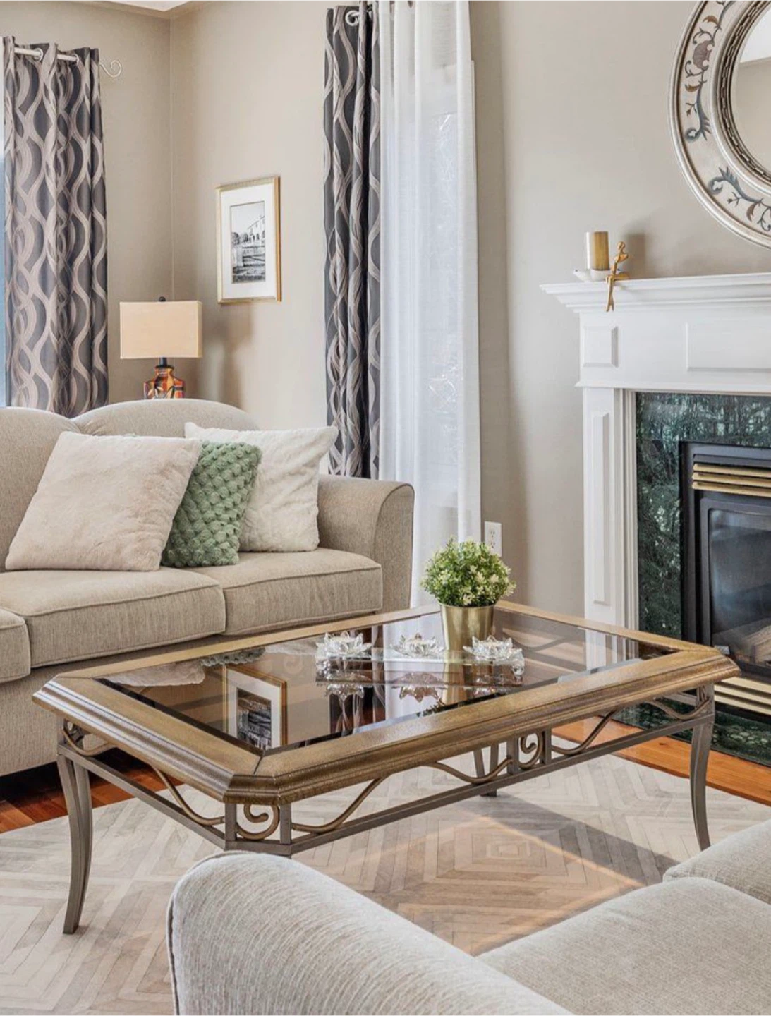 Ornate Glass Top Coffee Table