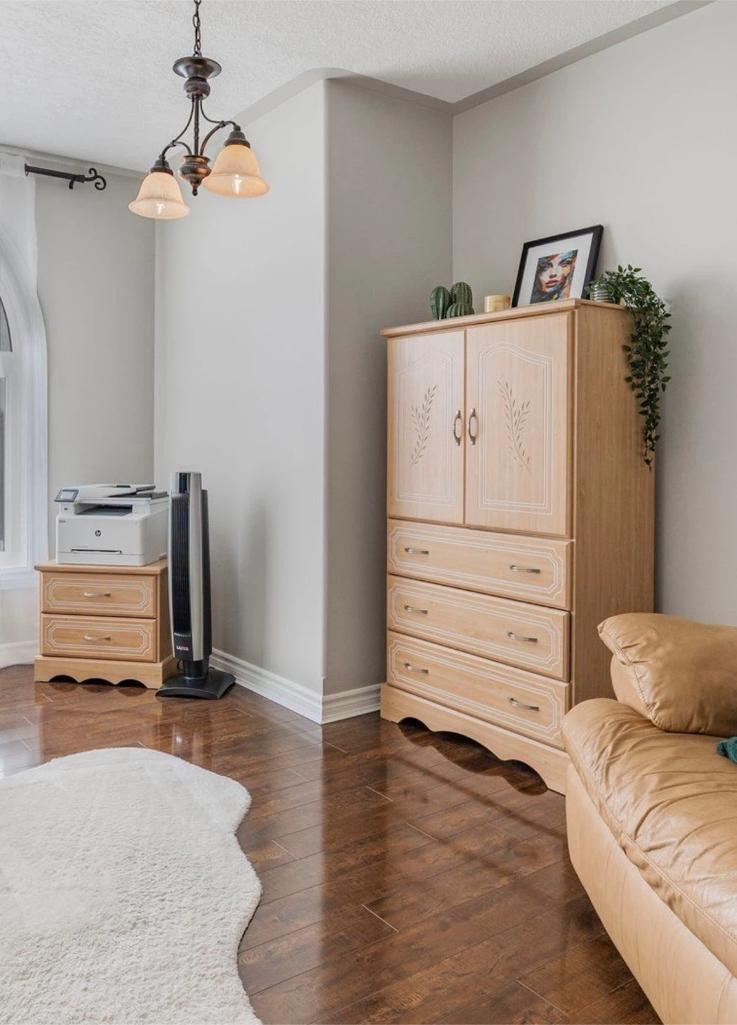 Wooden Dresser with Cabinets and Drawers