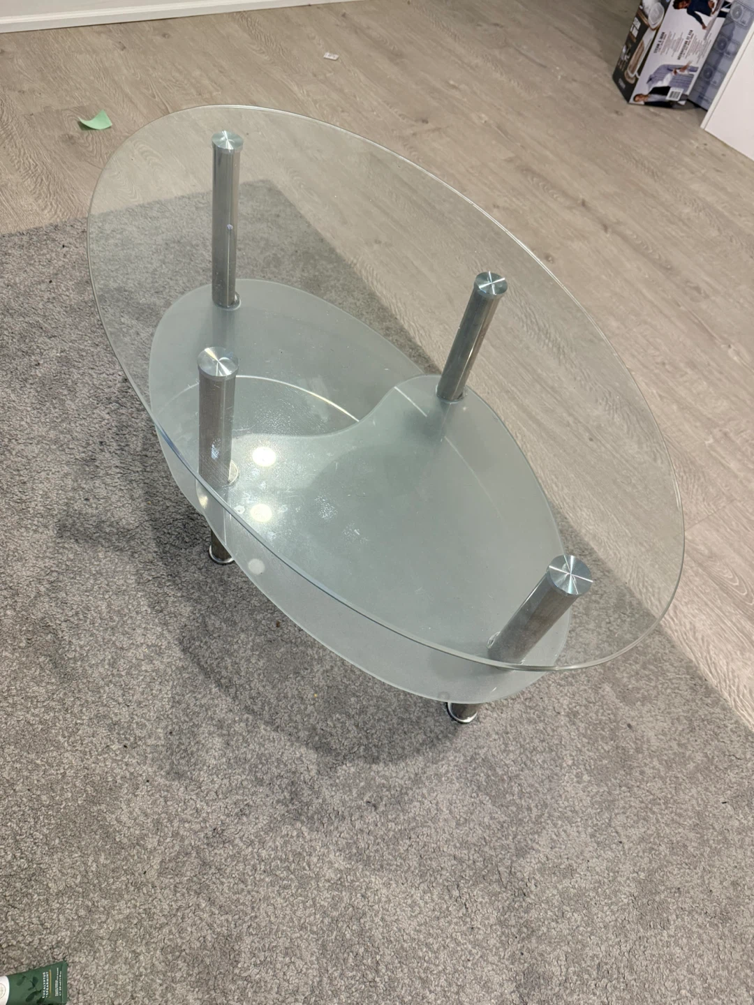 Oval Glass Coffee Table with Metal Legs - photo 2