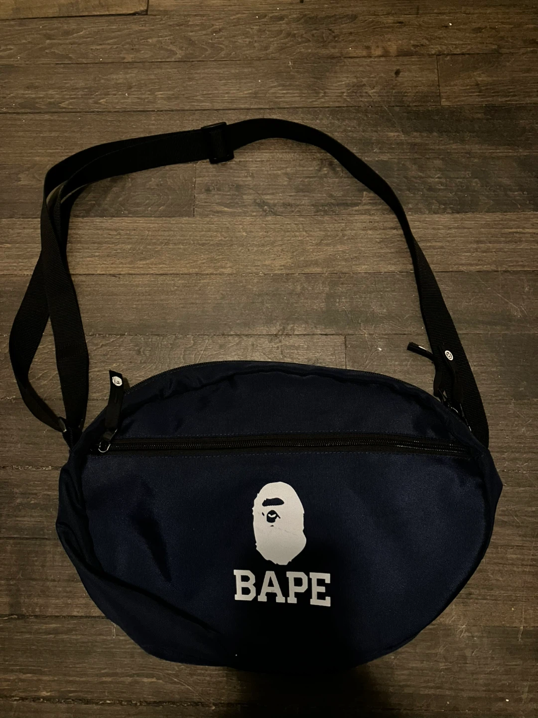 BAPE Navy Ape Head Sling Bag