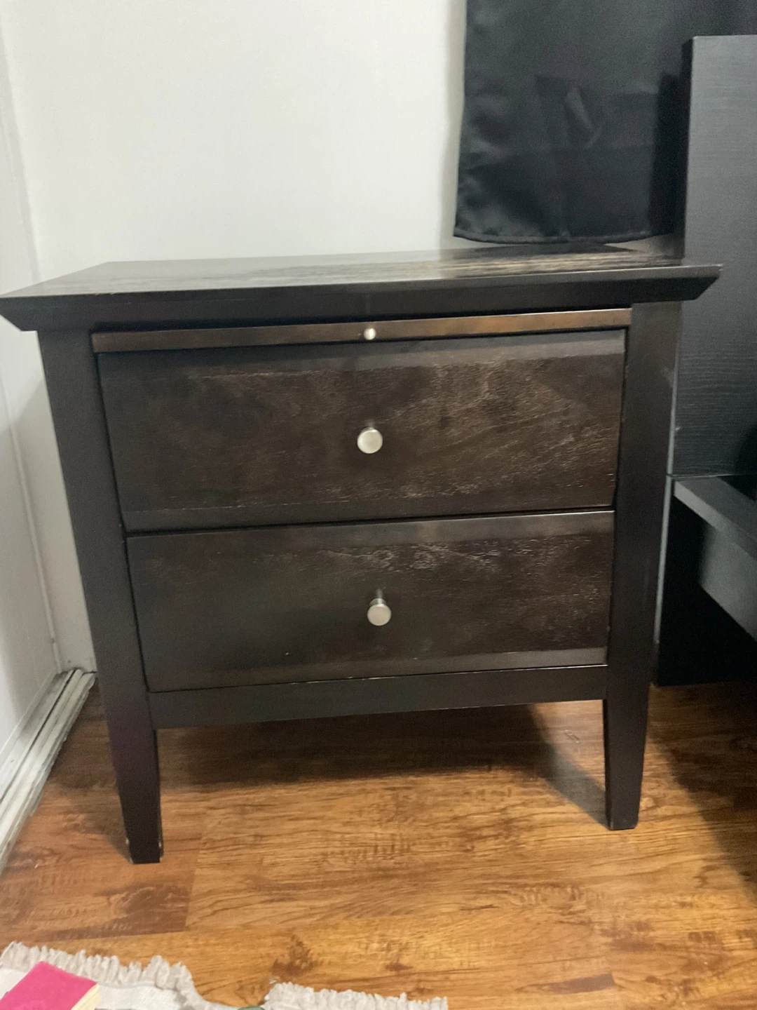 Dark Brown 2-Drawer Nightstand