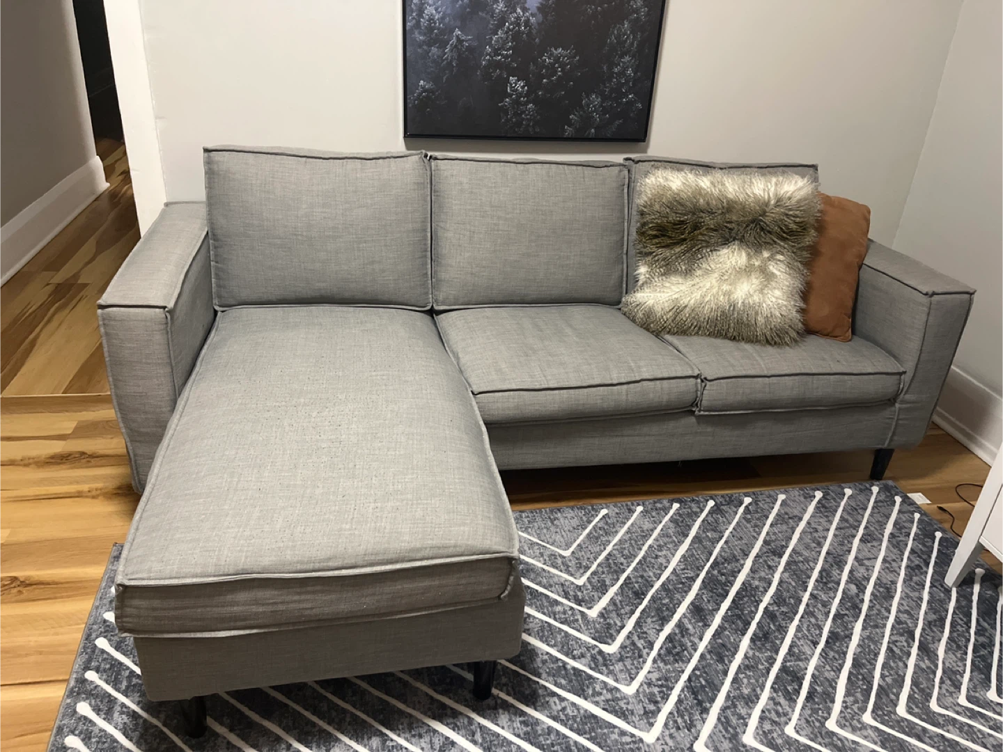 Grey Sectional Sofa with Ottoman