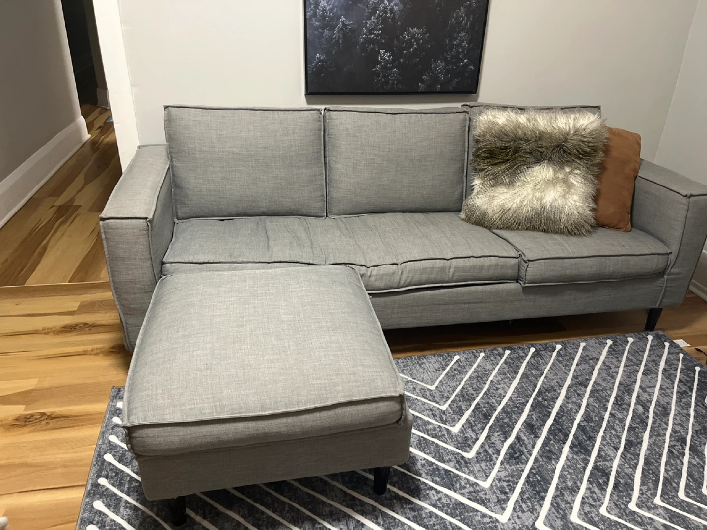 Grey Sectional Sofa with Ottoman - photo 3