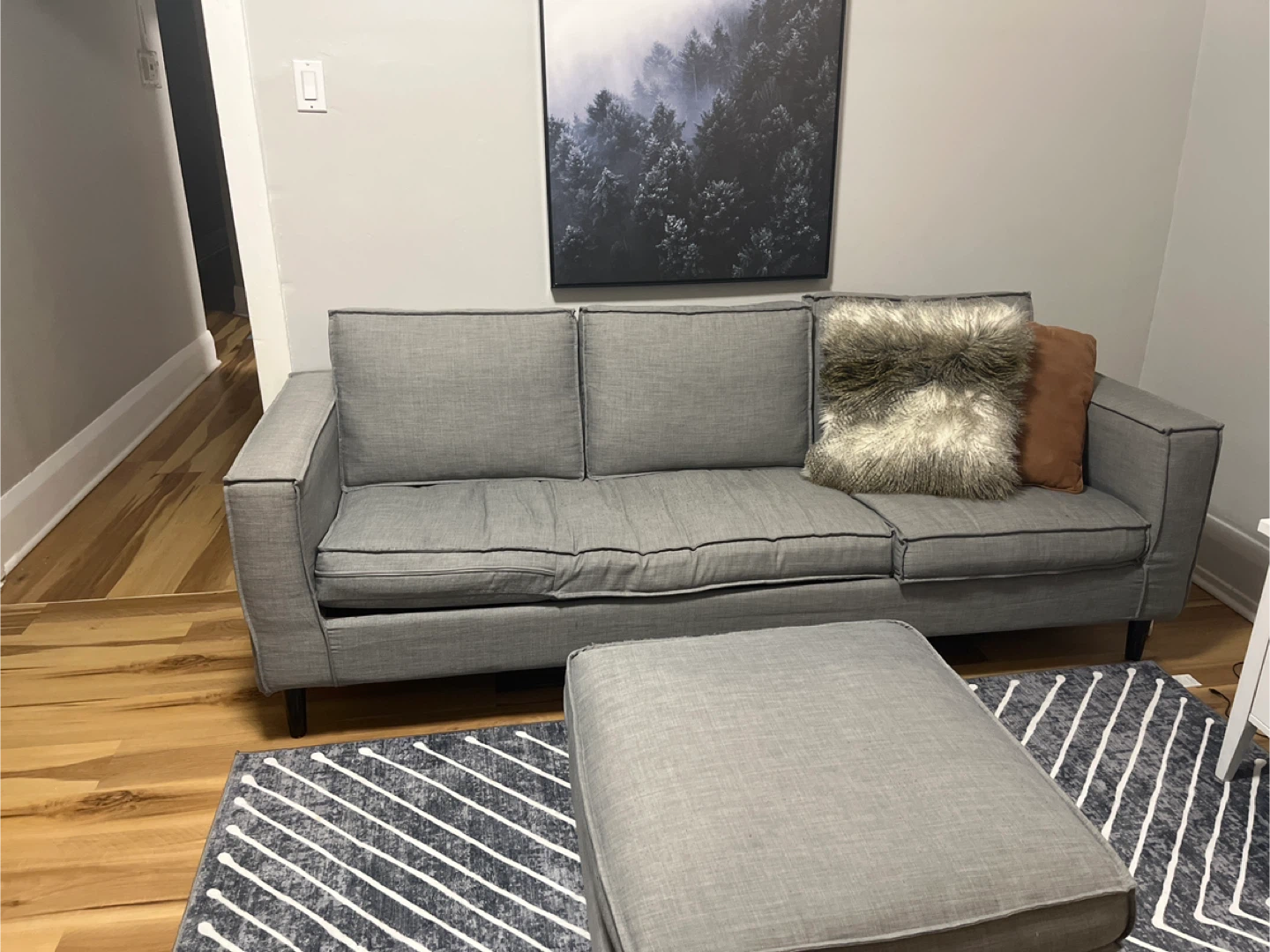 Grey Sectional Sofa with Ottoman - photo 2