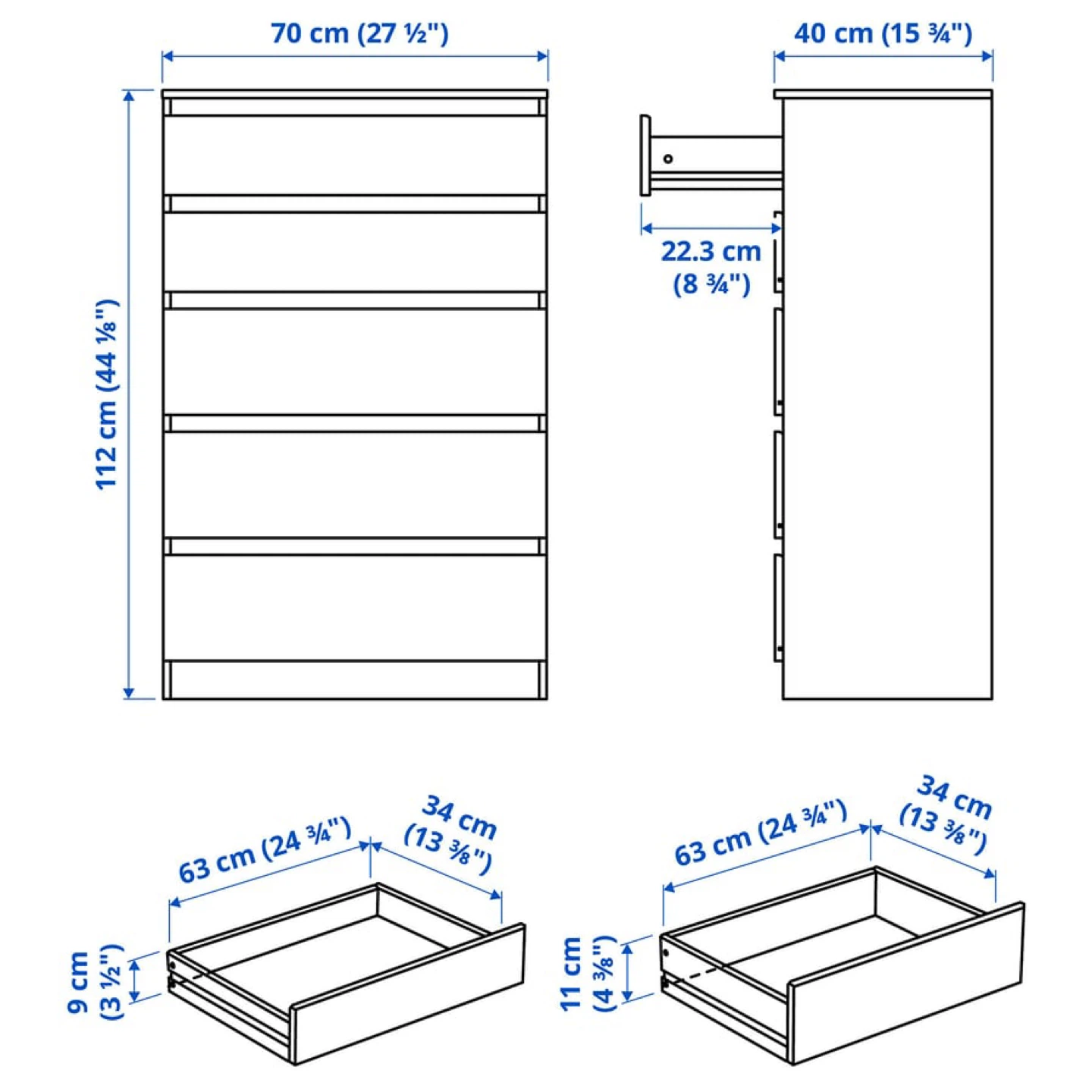IKEA Kullen 5-Drawer Chest - Black-Brown - photo 4