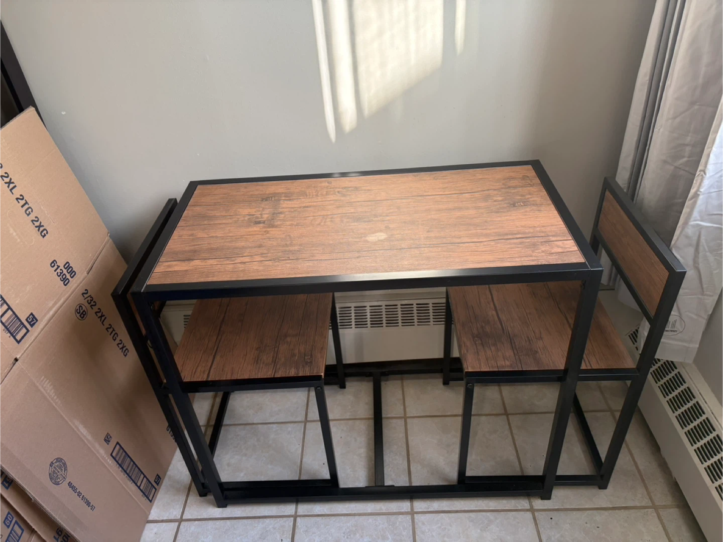 Compact Dining Set with Wood-Look Top