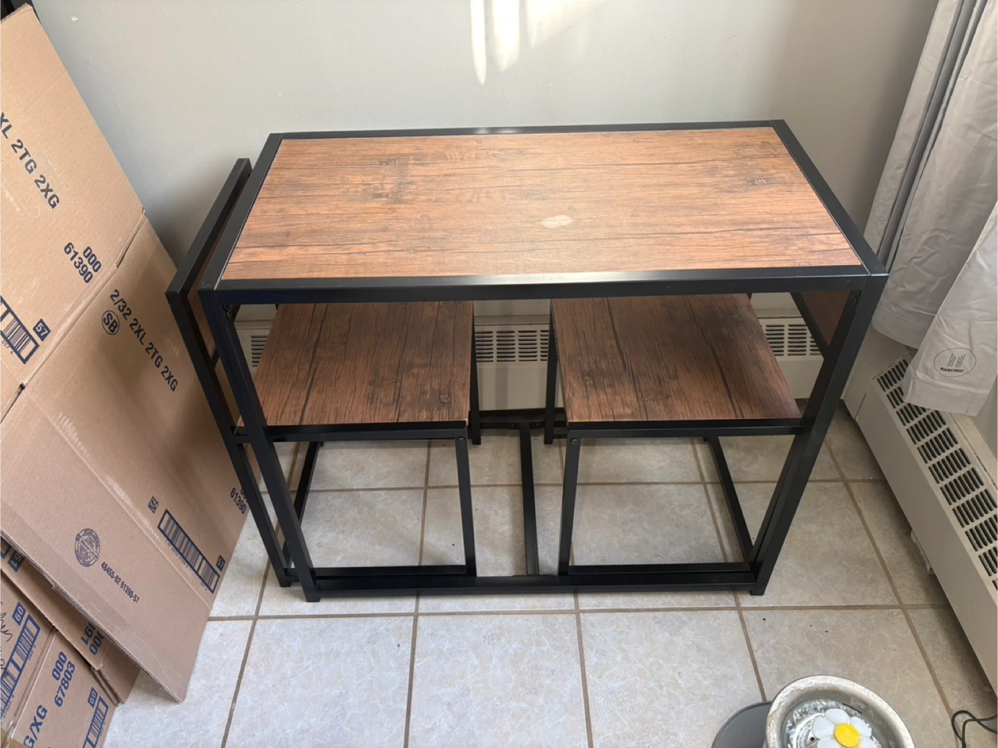 Compact Dining Set with Wood-Look Top - photo 2