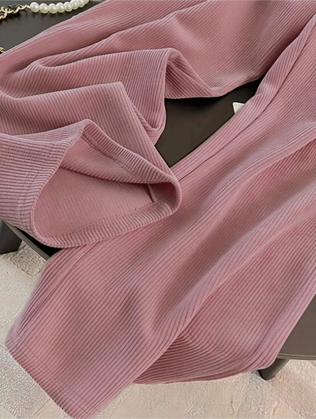 New Pink Ribbed Velour Tracksuit Set - photo 3