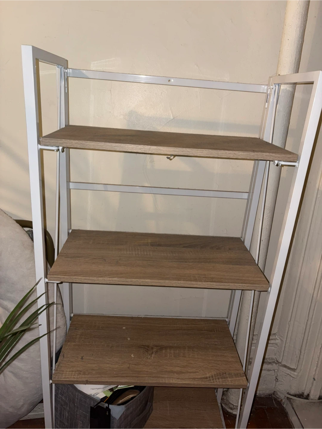 White Metal 4-Tier Folding Bookshelf