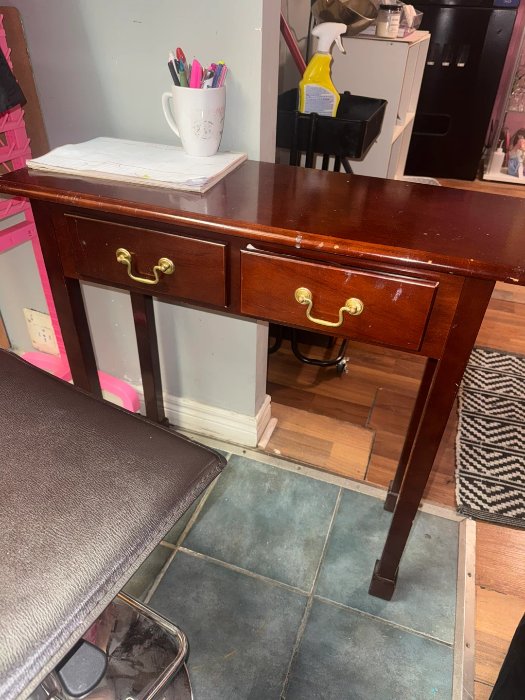 Wooden Console Table with Two Drawers