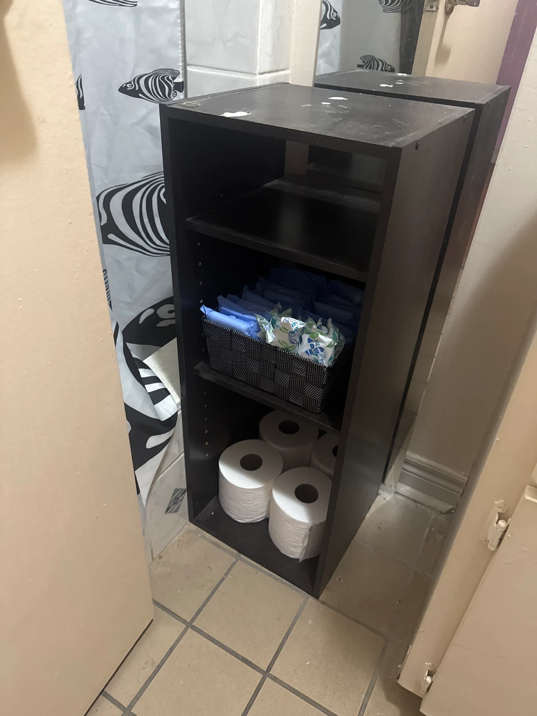 Black Narrow Storage Shelf