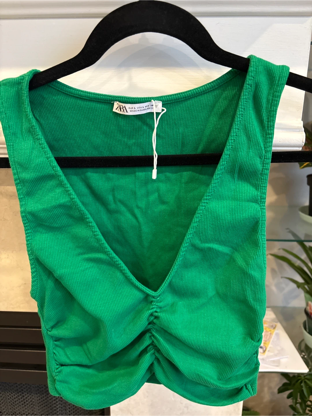 ZARA Green Ruched Crop Top - Size L - photo 2