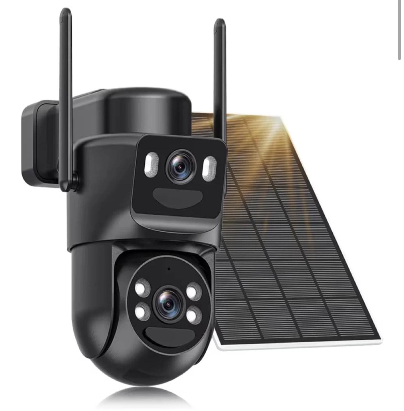 Dual Outdoor Security Camera with Solar Panel
