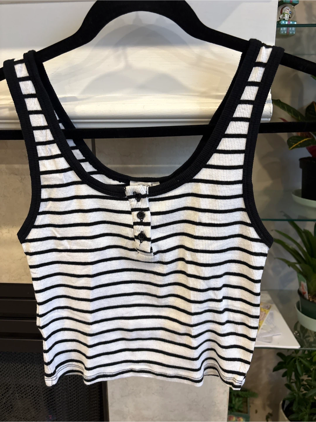 ADC Striped Ribbed Crop Tank Top - Medium