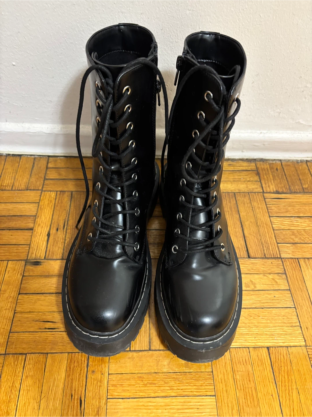 H&M Black Platform Combat Boots - photo 3