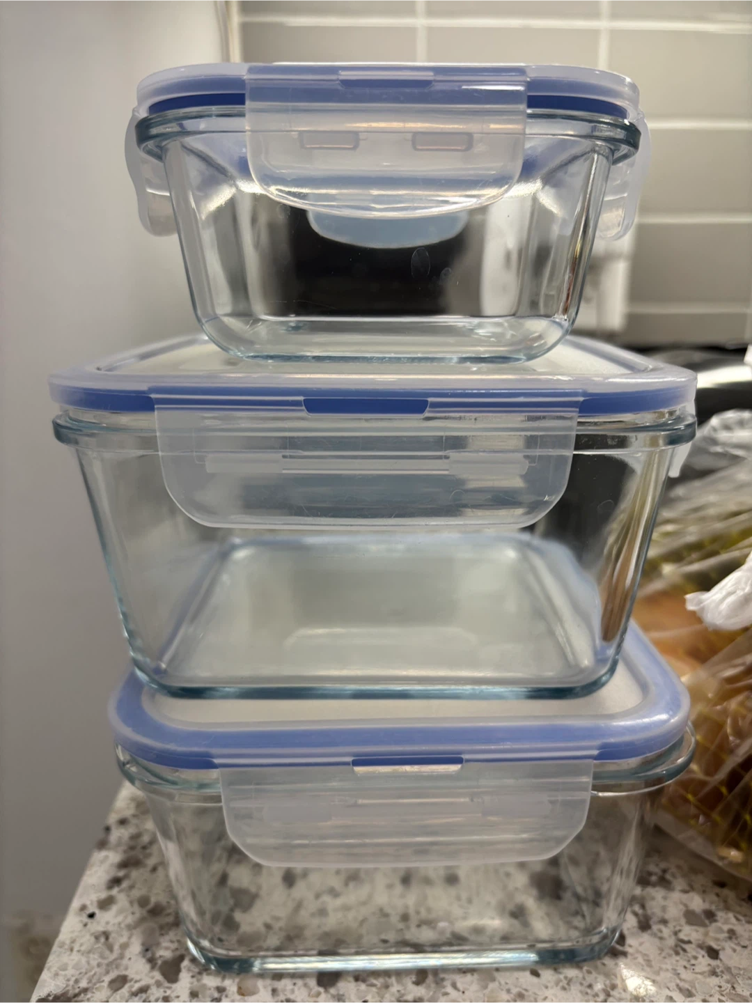 Glass Food Storage Containers with Lids - Set of 3