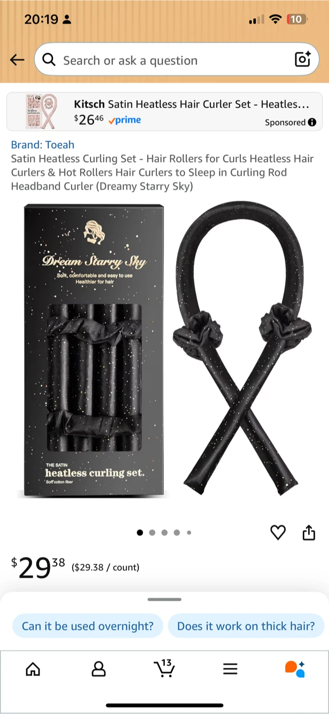 Toe-ah Satin Heatless Hair Curler Set - Dreamy Starry Sky