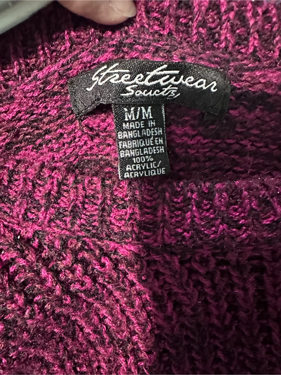 Pink/black Knit Sweater with elastic ends. - photo 3