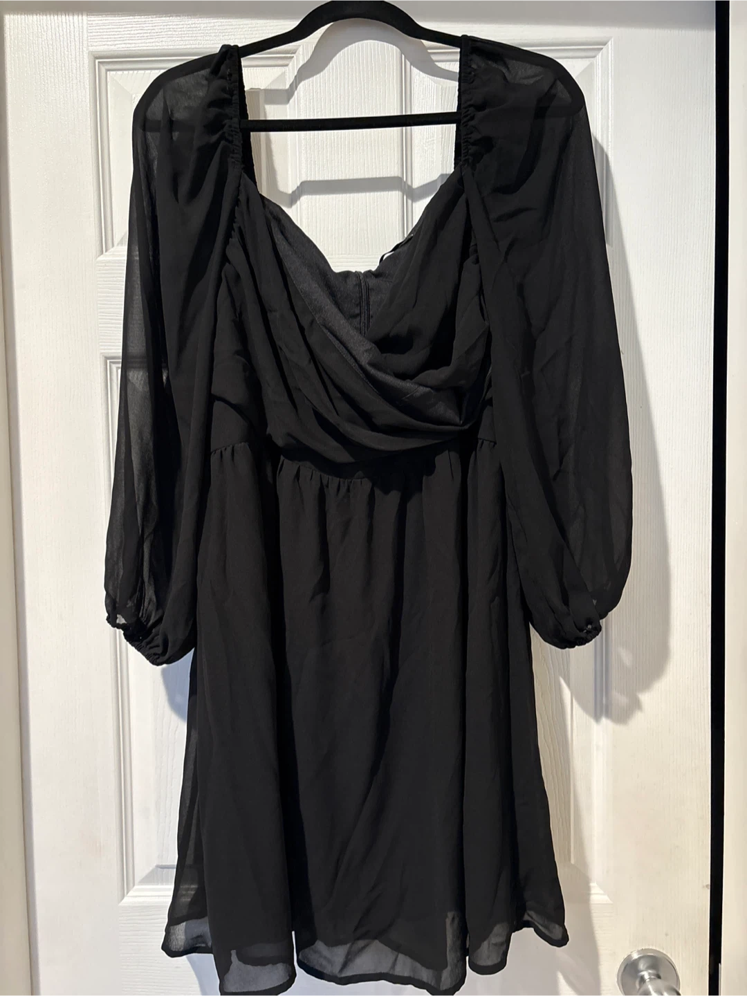 Black Sheer Sleeve Mini Dress