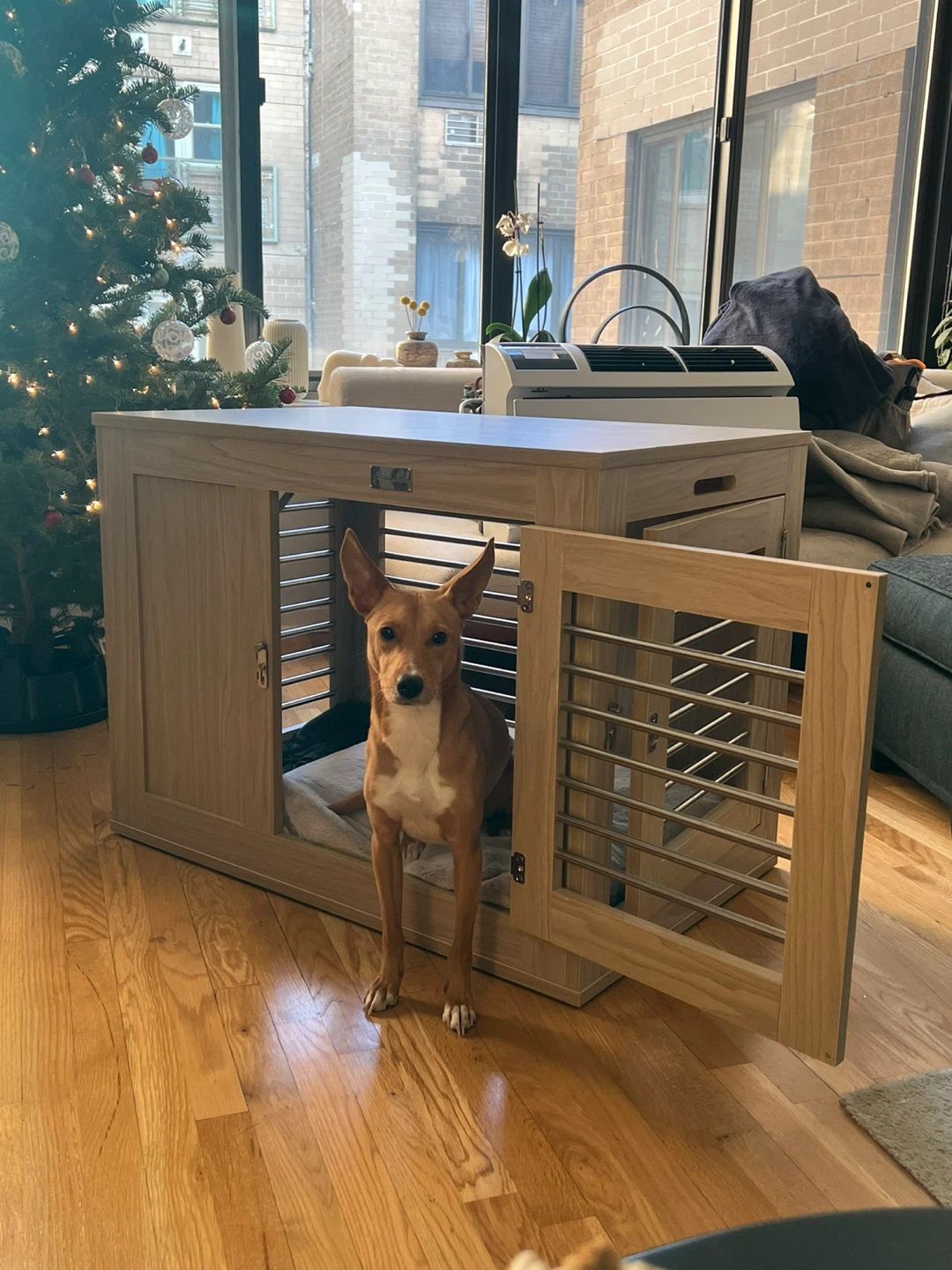 Wooden Dog Crate with Cushion