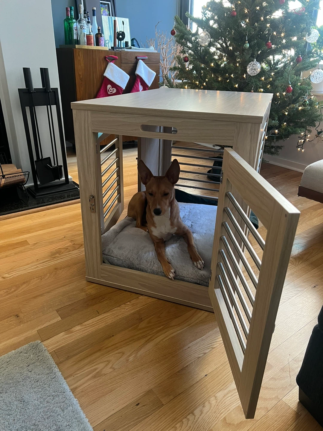 Wooden Dog Crate with Cushion - photo 2
