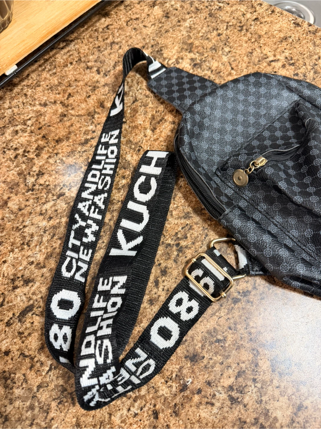 Black Monogrammed Crossbody Sling Bag - photo 2