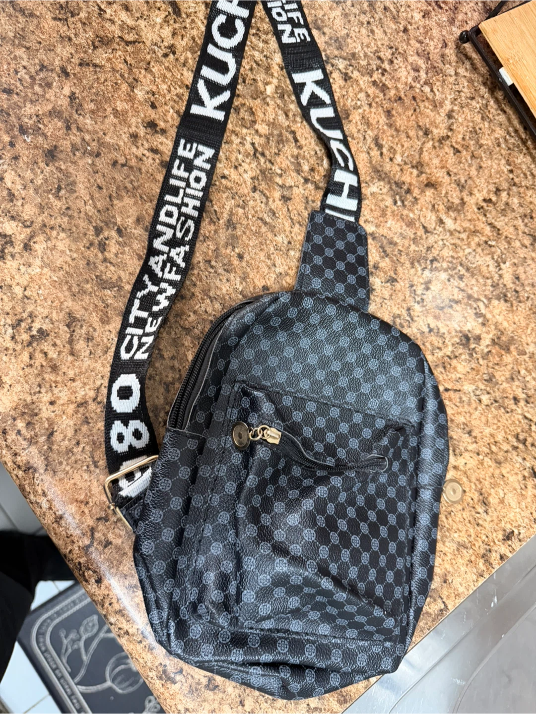 Black Monogrammed Crossbody Sling Bag - photo 5