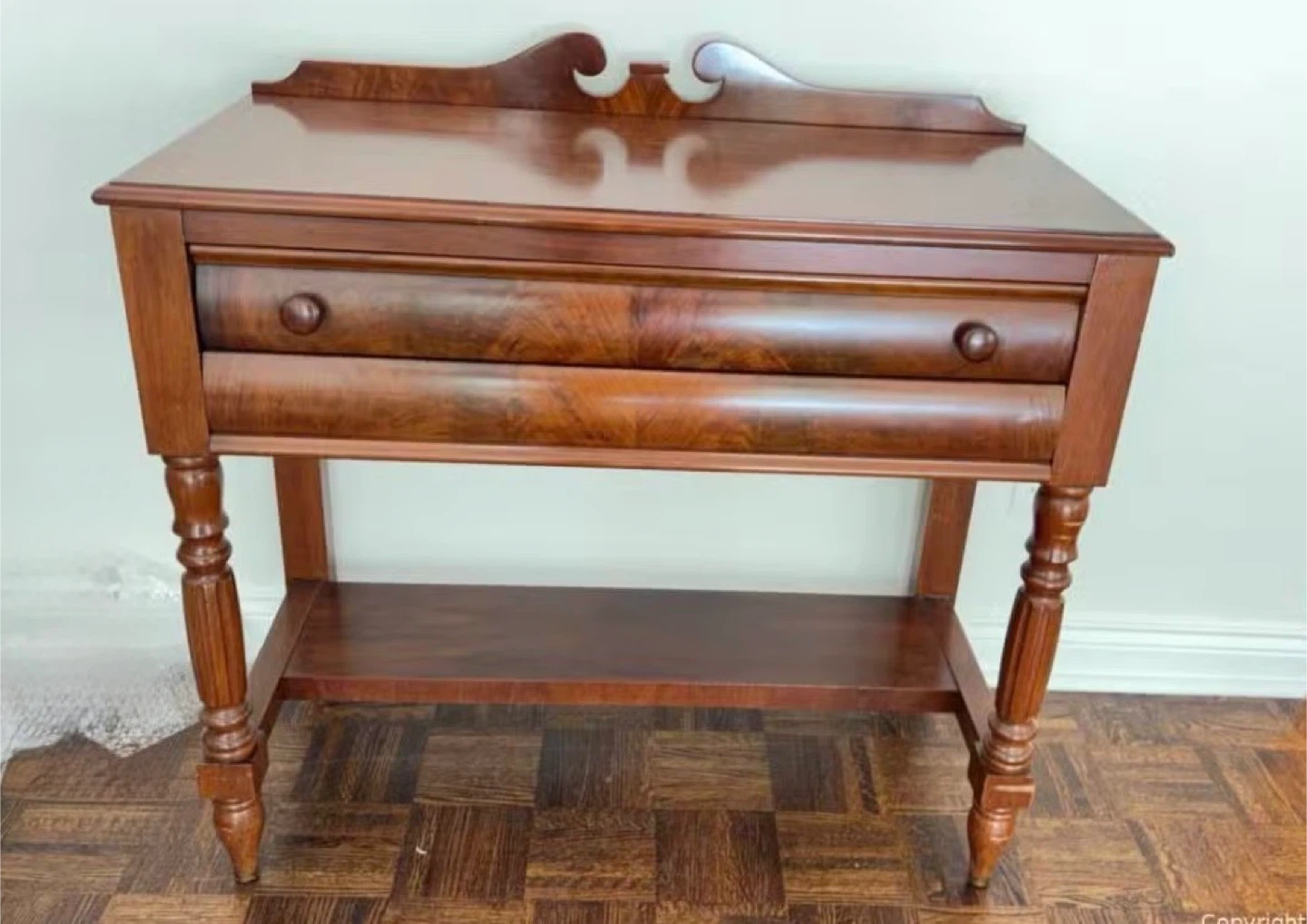 Vintage Wooden Console Table with Drawer - photo 2
