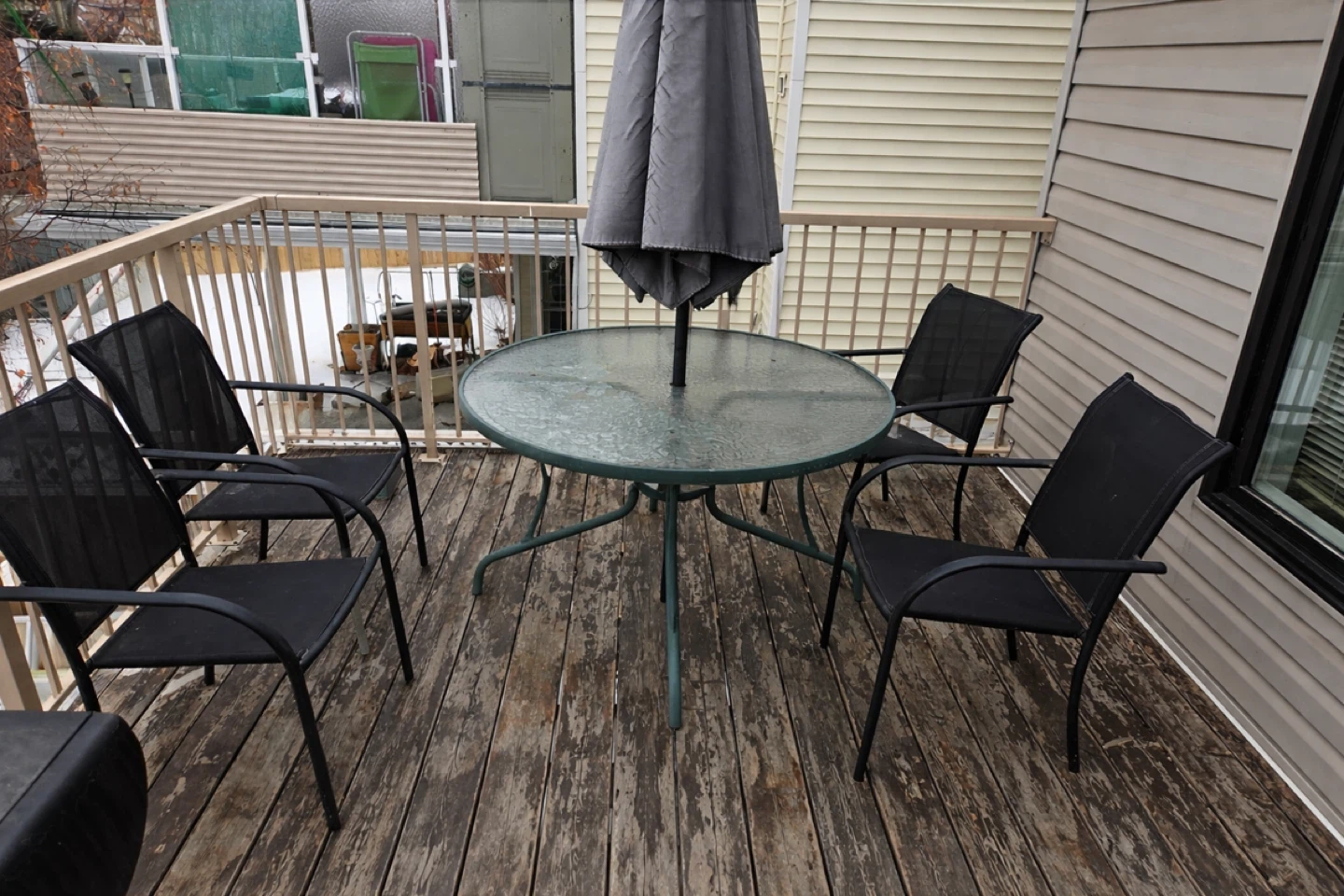 Glass Top Patio Table with 4 Chairs