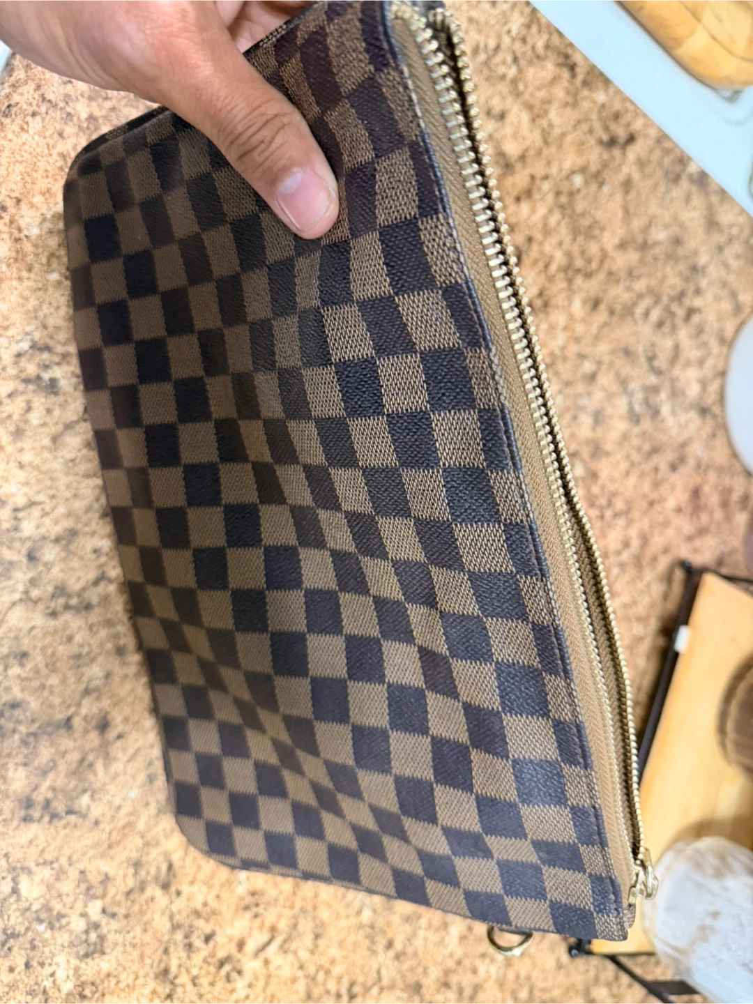 Brown Checkered Clutch Pouch - photo 3