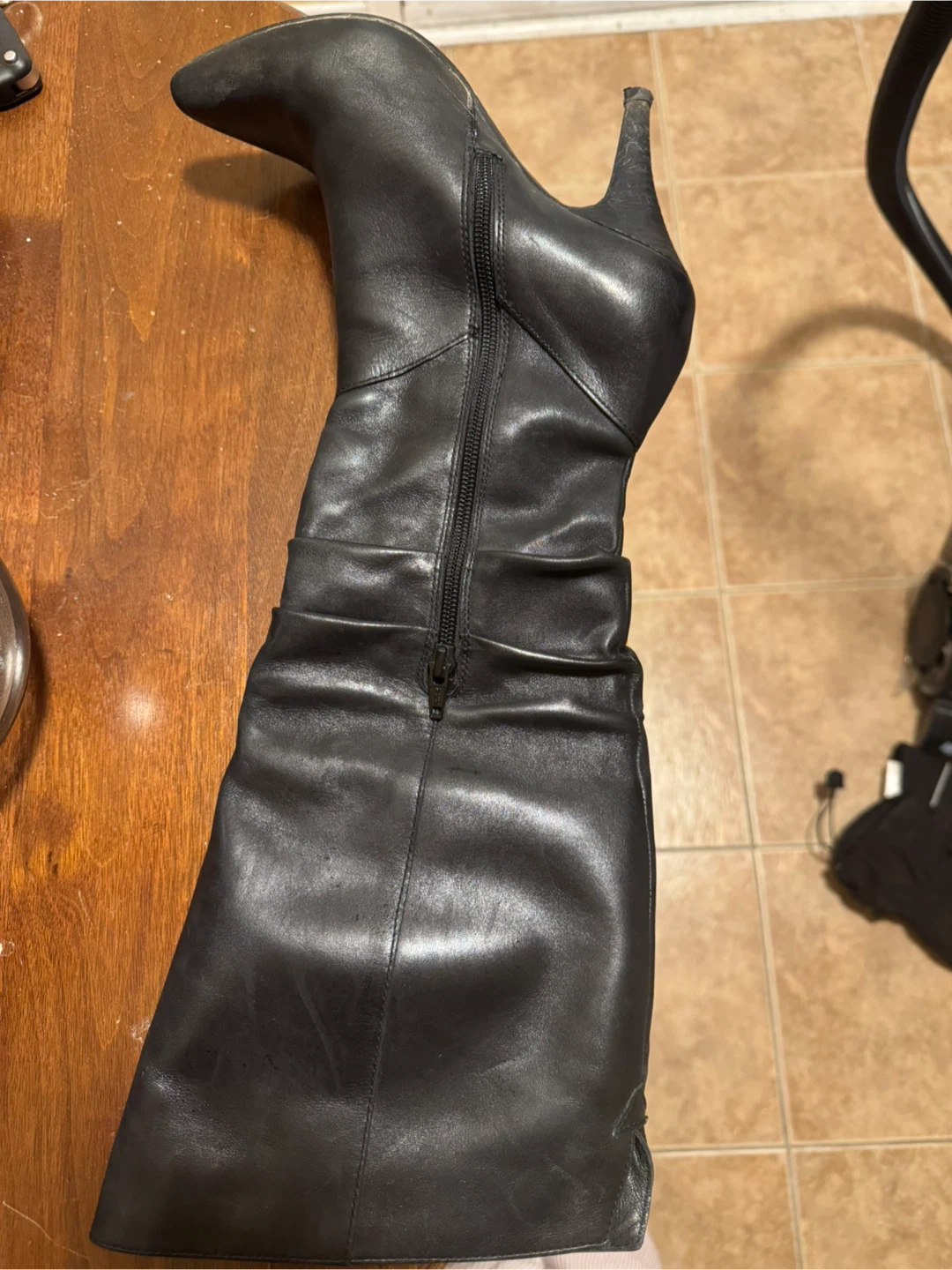 Black Leather Knee-High Boots - photo 3