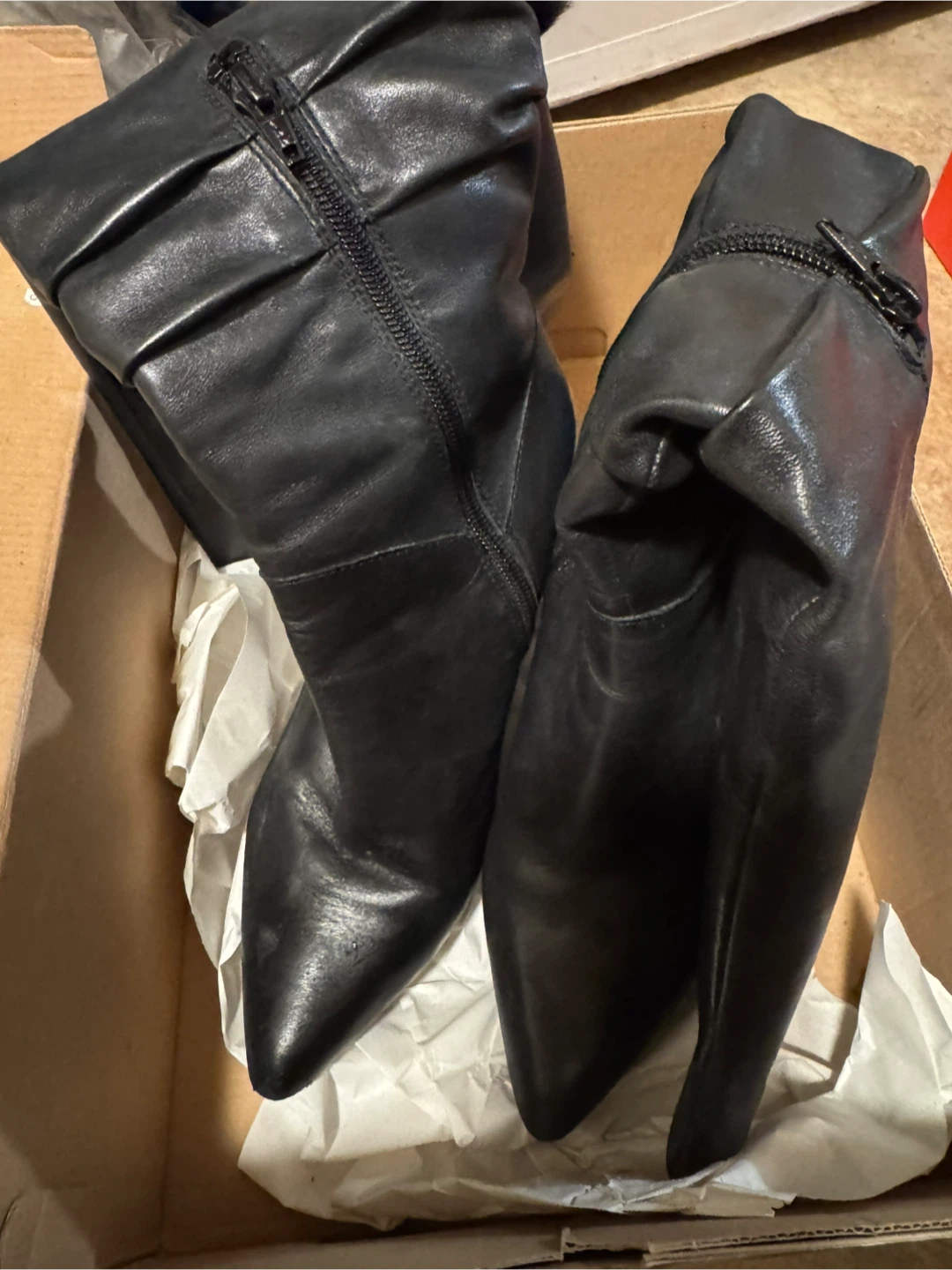 Black Leather Knee-High Boots