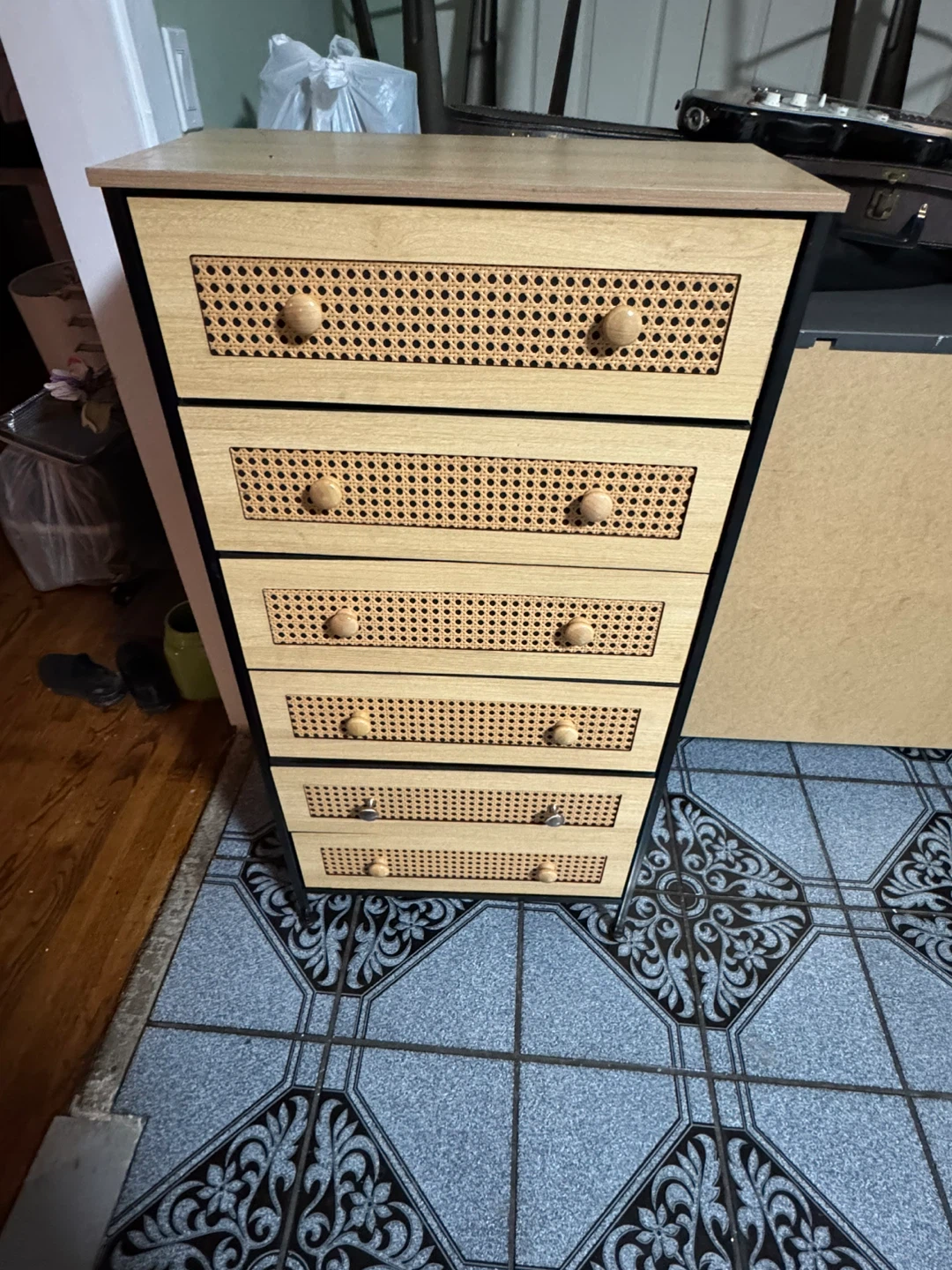 Tall 6-Drawer Dresser with Cane Fronts