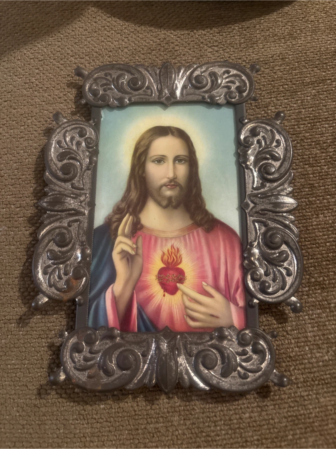 Vintage Sacred Heart of Jesus Framed Art