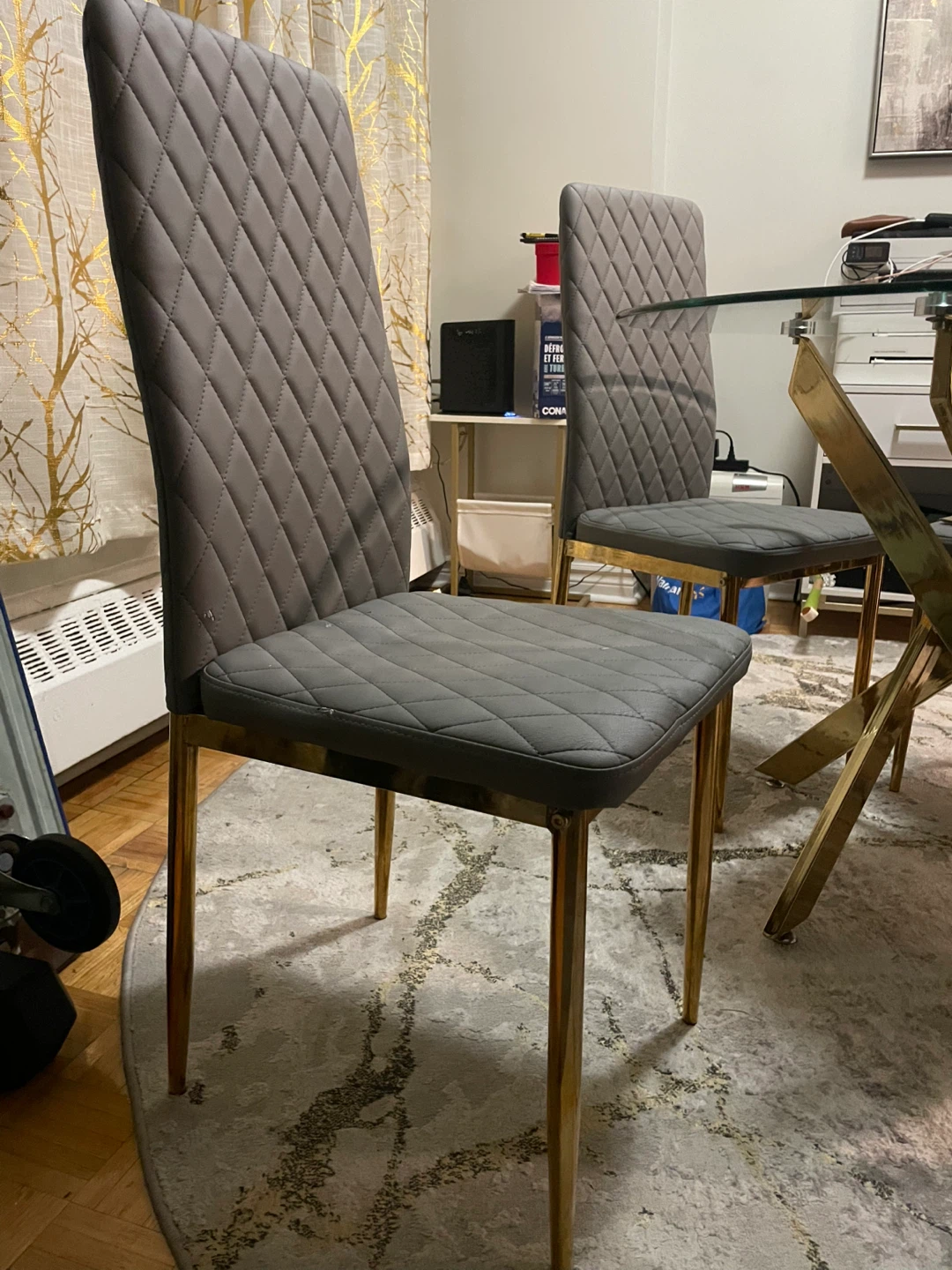 Glass Dining Table with 4 Grey Chairs - photo 3