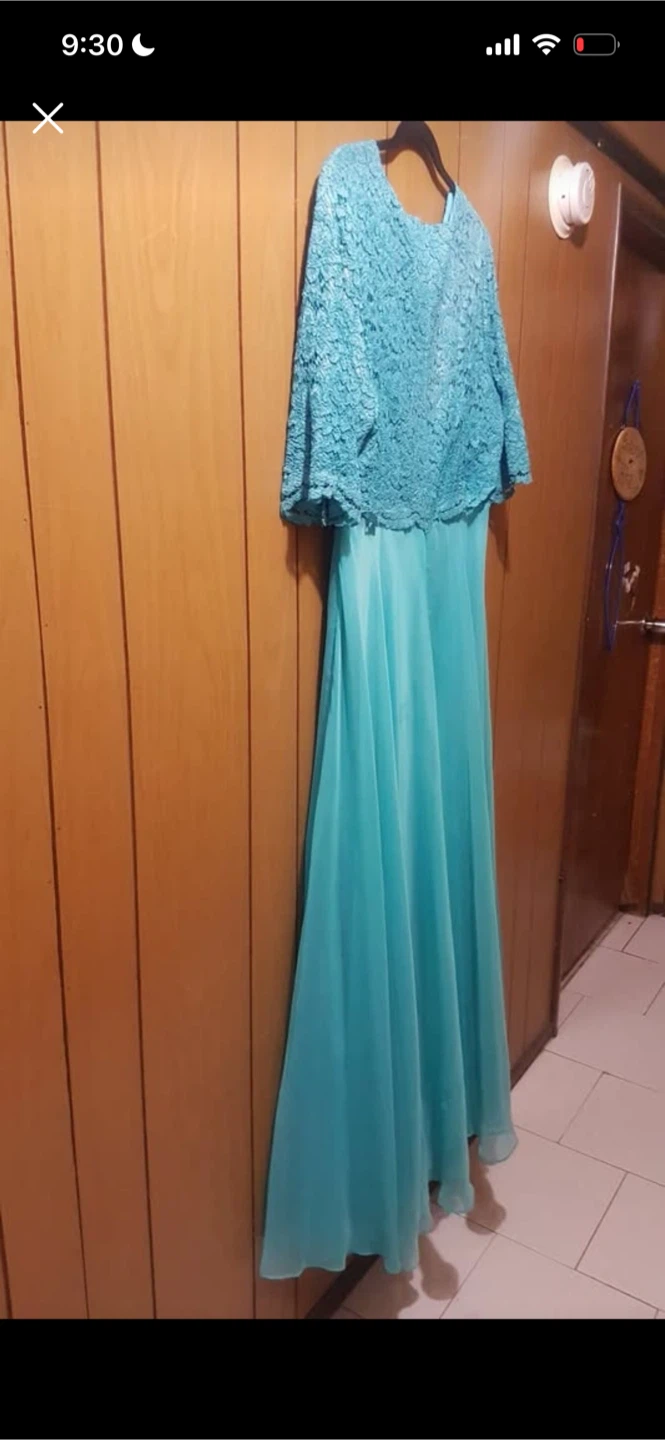 Teal Lace Top & Chiffon Skirt Evening Dress - photo 2