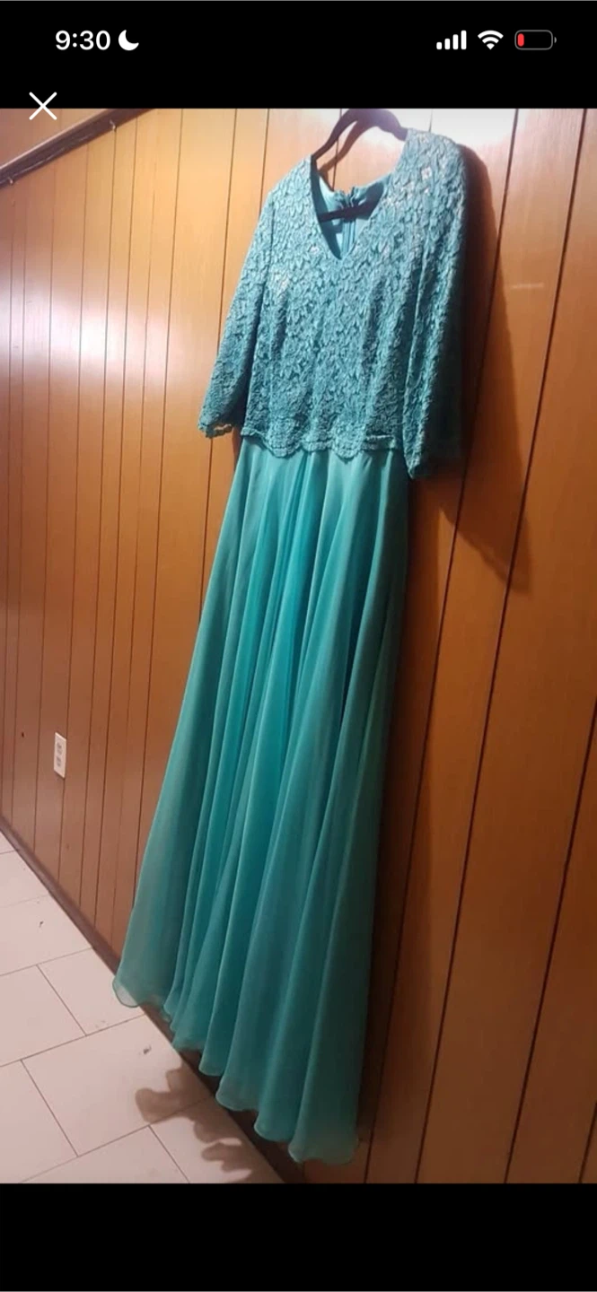 Teal Lace Top & Chiffon Skirt Evening Dress - photo 3