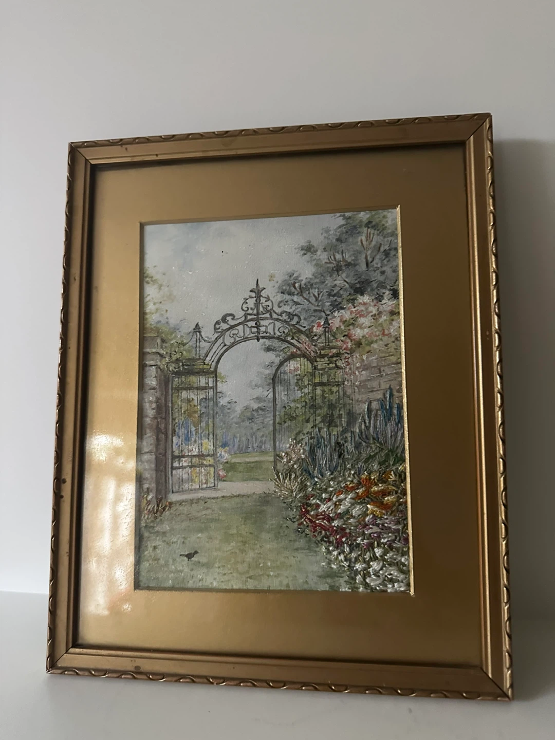 Framed Watercolour Painting of a Garden Gate - photo 5