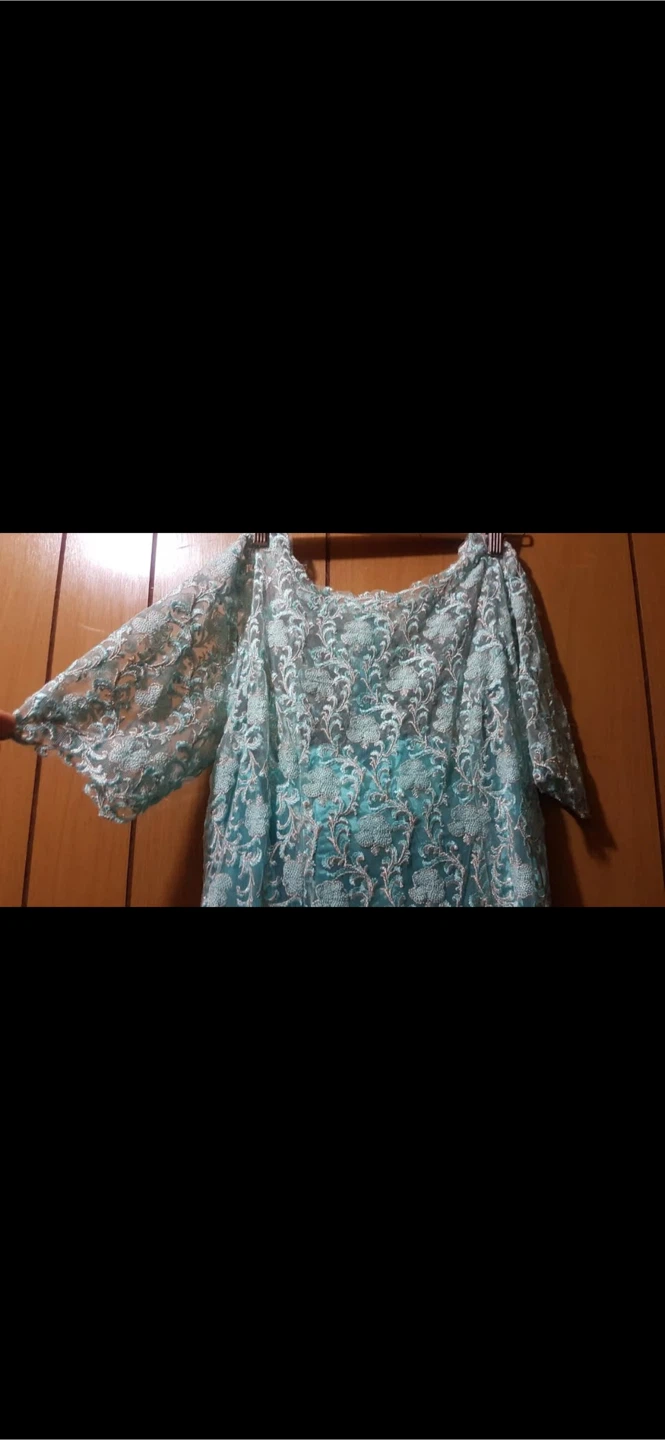 Aqua-Gold Lace Mermaid Formal Dress - photo 4