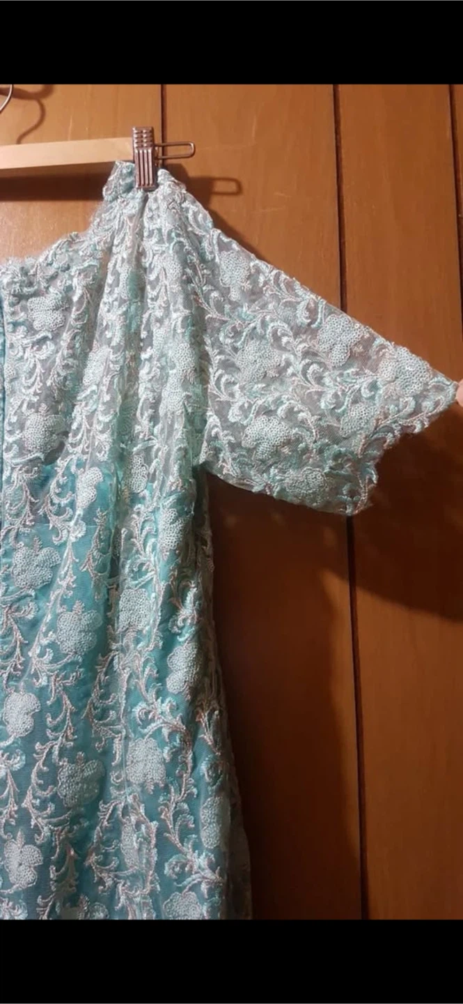 Aqua-Gold Lace Mermaid Formal Dress - photo 5