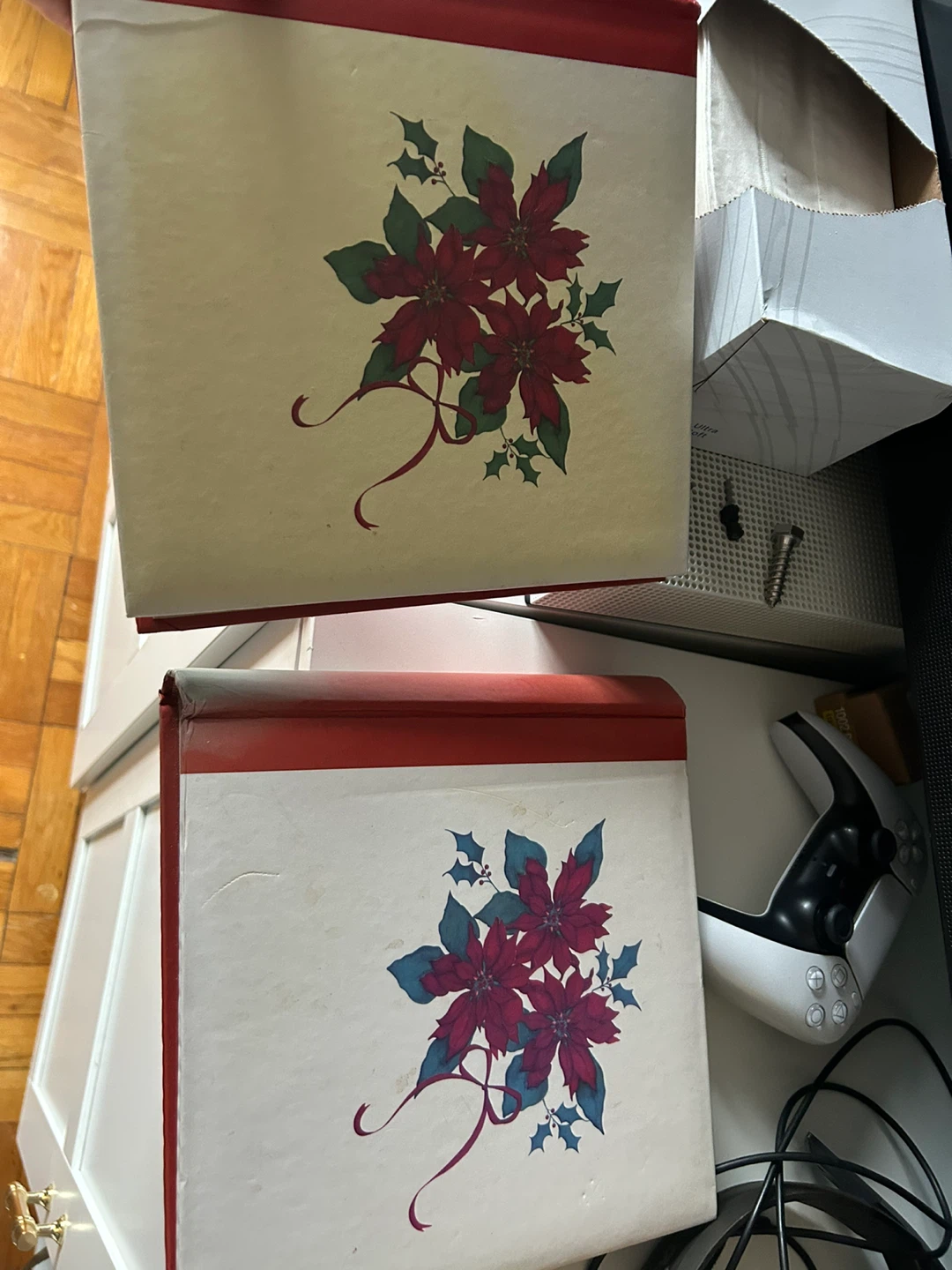 Vintage Christmas Poinsettia Storage Binders (Set of 2)