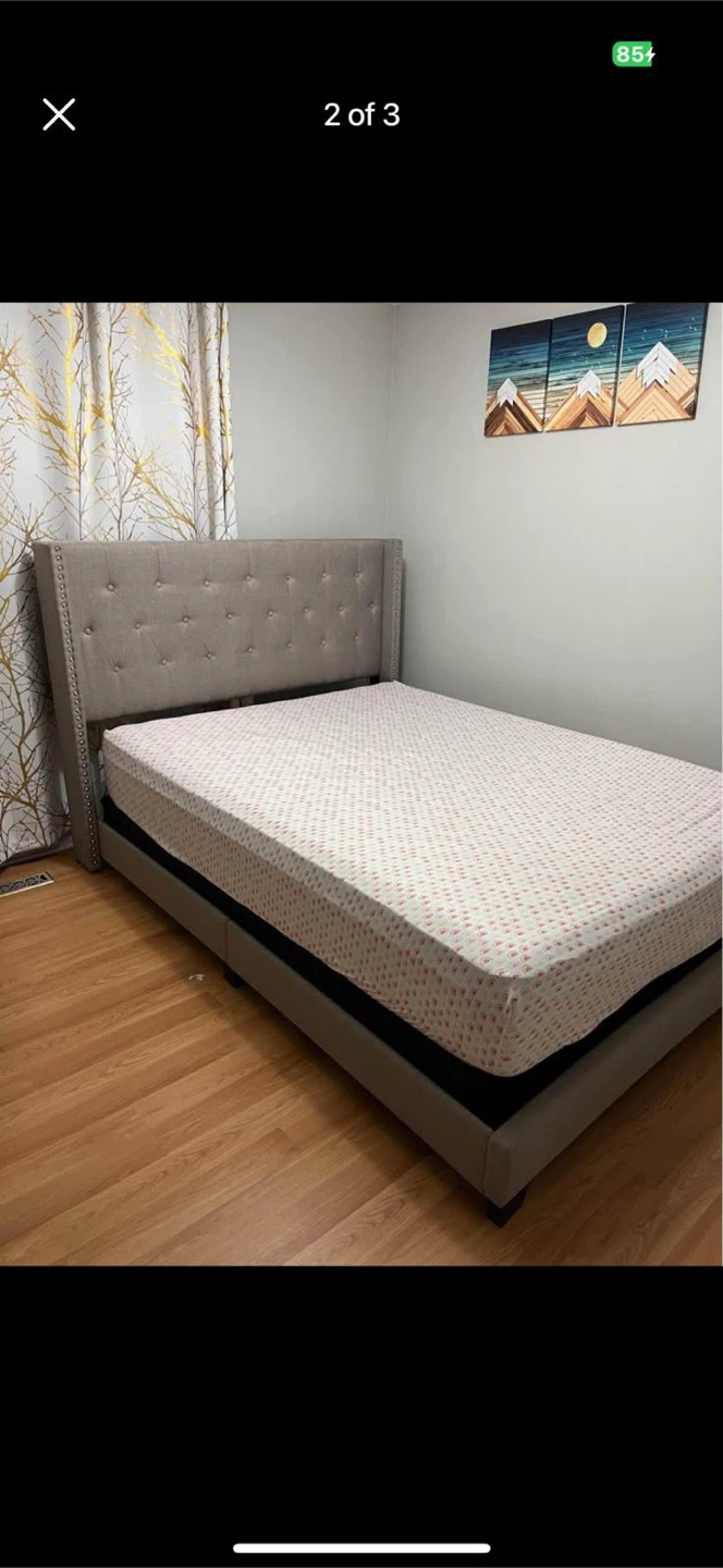 Queen Upholstered Tufted Headboard, Bed Frame and box - photo 2