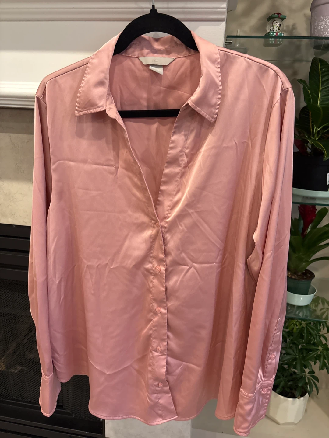 H&M Satin Blouse - Rose Pink - Size L