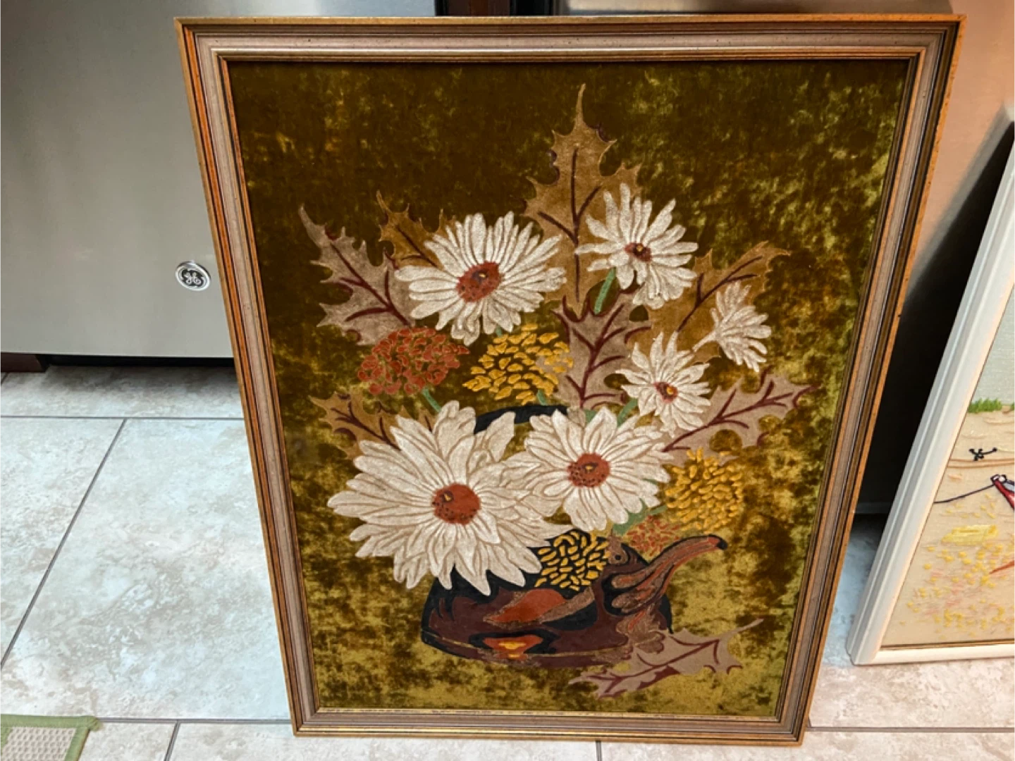 Vintage Embroidered Flower & Sailboat Pictures - photo 4