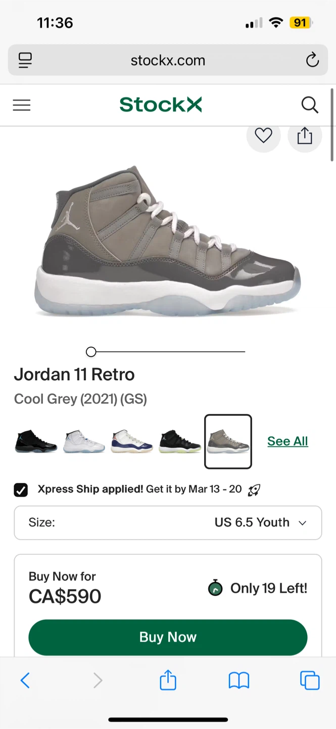 Air Jordan 11 Retro (GS) Cool Grey - photo 5